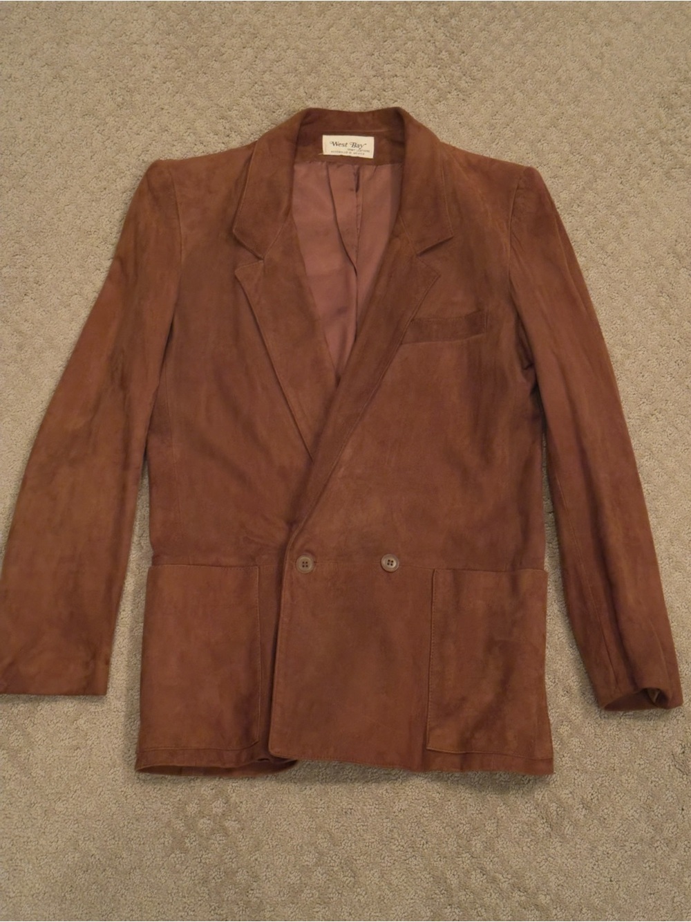 Vintage West Bay Tobacco Brown Lamb Suede Blazer Jacket Size 4